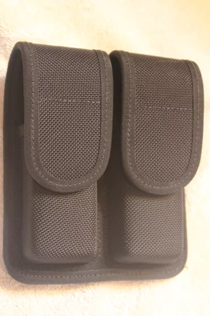 Blackhawk Black Molded Tactical Nylon Double Magazine Pouch with Hidden Snaps