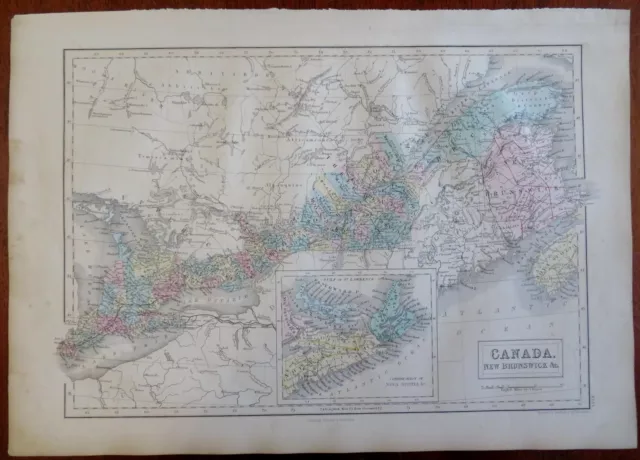 Upper Canada Three Rivers Quebec Maritimes Nova Scotia 1853 A. & C. map