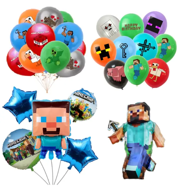 Minecraft foil & latex balloons bundle supplies Kids Birthday Party decoration