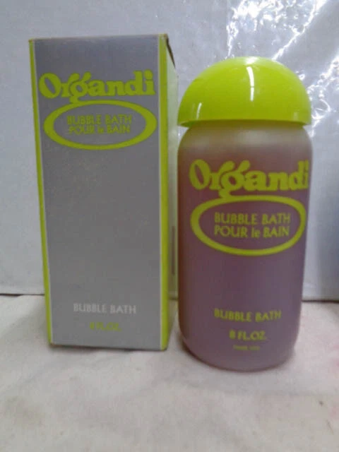 Baño de burbujas de organdi vintage Faberge 1971 1972 8 oz. MOD divertido en caja