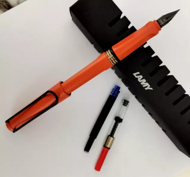 LAMY Fountain Pen Limited Safari Extra-Fine Nib Orange With Box #E84856