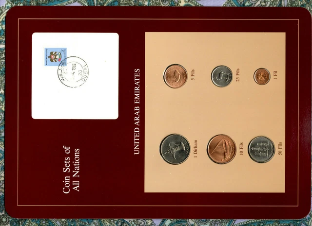 Coin Sets of All Nations UAE United Arab Emirates UNC 1973-1986 50 Fils 1973