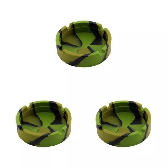 1/2/3 Rubber Silicone Resistant Portable Ashtray Container Round Camouflage