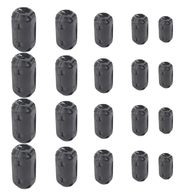 20 X Clip-On Ferrite Ring Core Noise Suppressor EMI RFI Clip Cable Blacks 2