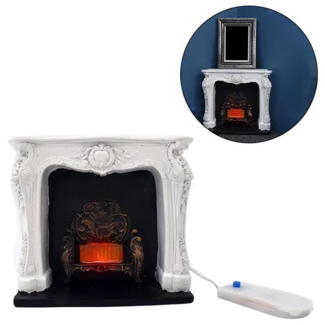 1:12 Miniature Fireplace Living Room Electric LED Flame Dollhouse VintagelmeYLd