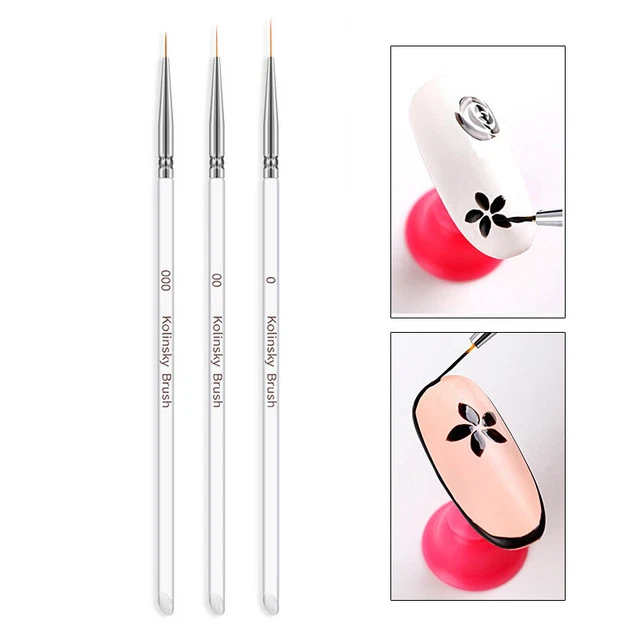3x Art Ongles Gel UV Doublure Dessin Brosse Peinture Acrylique Stylo Manucure