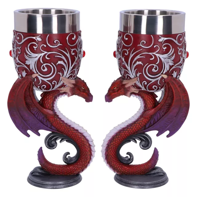 Nemesis Now - Dragons Devotion - Twin Dragon Heart Set of Two Goblets 18.5cm