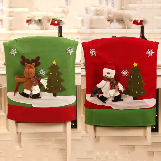 Mesa de decoración navideña de 18""x14"" decoración de alces fiesta asiento cena silla cubierta trasera