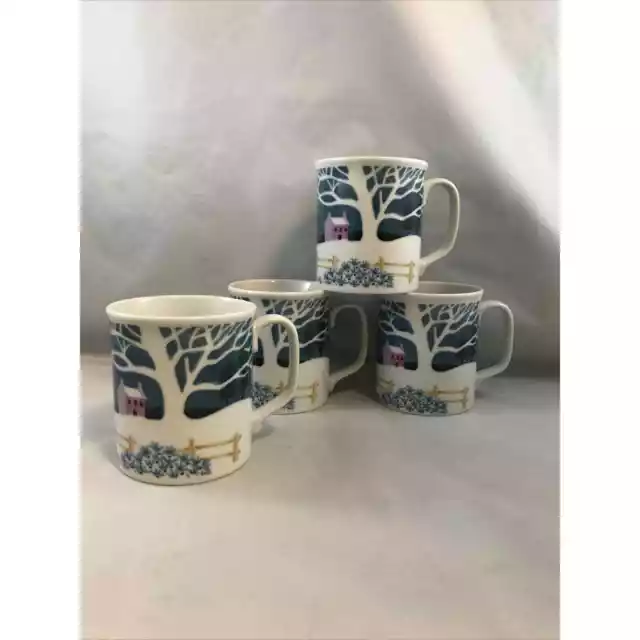 Set of 4 Christmas Eve by Shafford Christmas Mugs In Original Box *