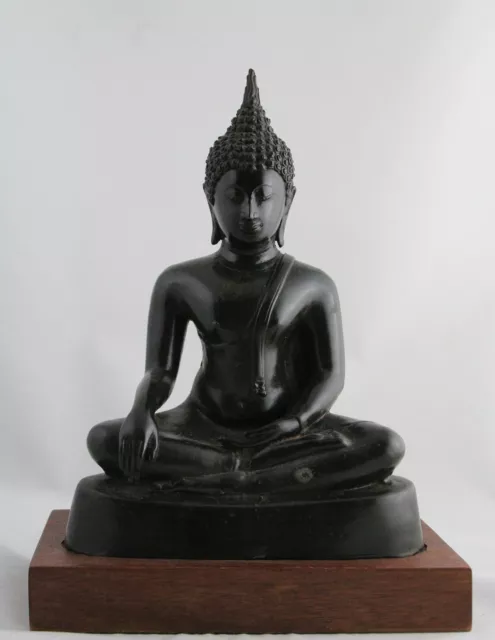 antique bronze seated Ayuthia Buddha statue, Ayutthaya Sattvasana 30cm/11.8inch