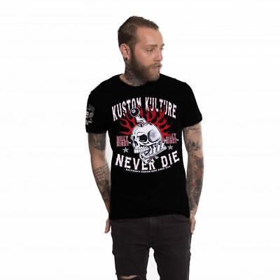 Never Die - Billy Eight- da Uomo T-Shirt - Nero - Biker,Rocker,Rock-a-Billy USA