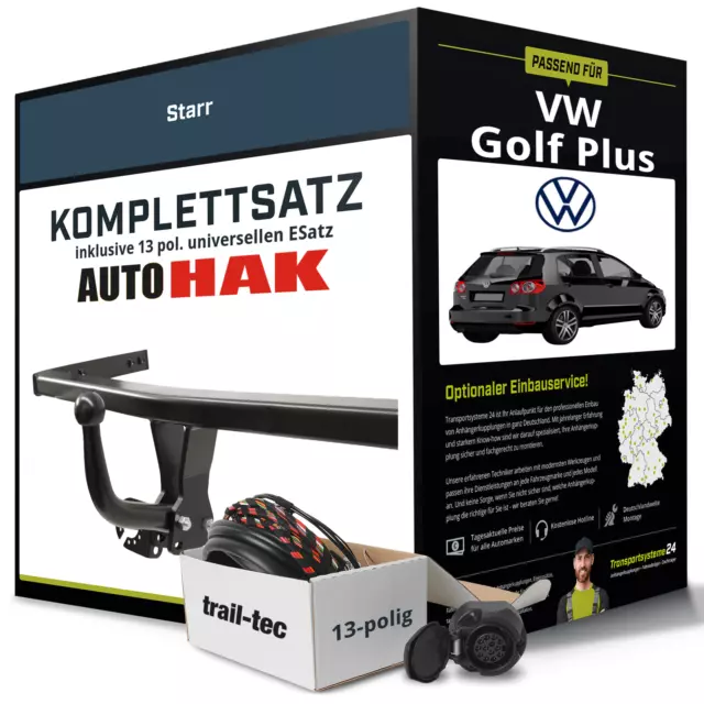 Für VW Golf Plus Typ 5M1,521 Anhängerkupplung starr +eSatz 13pol uni. 05-09 AHK