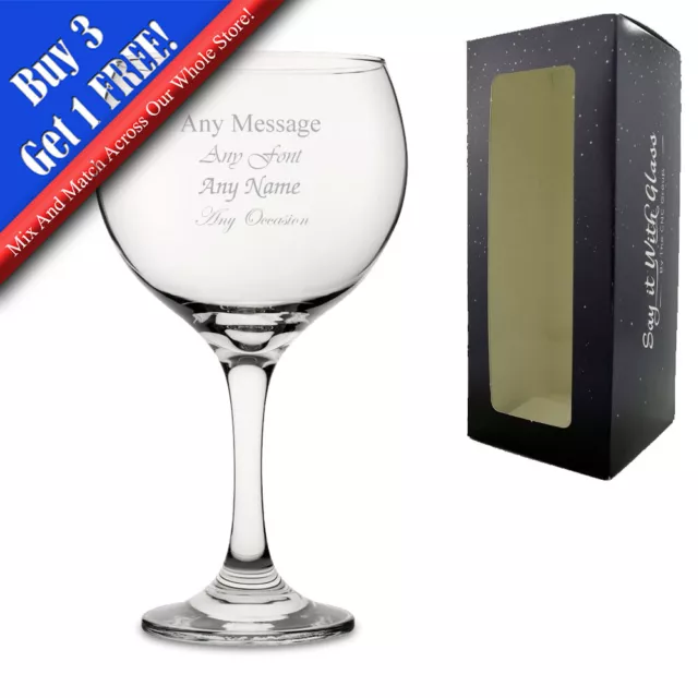 Personalised Engraved Gin Balloon Glass Gin & Tonic Birthday Present Gift