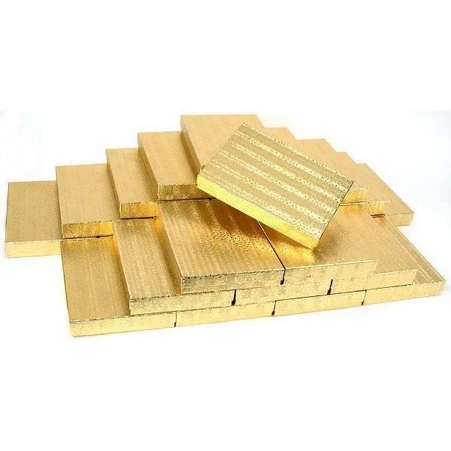 25 Gold Cotton Boxes Necklace Chain Gift Display