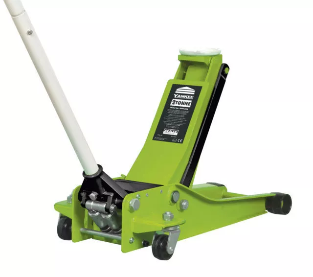 TROLLEY JACK 2t LOW ENTRY TWIN PISTON ROCKET LIFT  HI VIS GREEN HEAVY DUTY