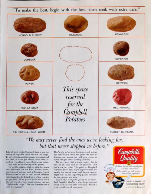 1967 Campbell Potatoes Carrots Tomatoes Okra Swanson Frozen Dinners Print Ad