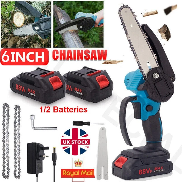 6 INCH MINI Cordless Chainsaw Handheld Electric Chainsaw Wood Cutter ...