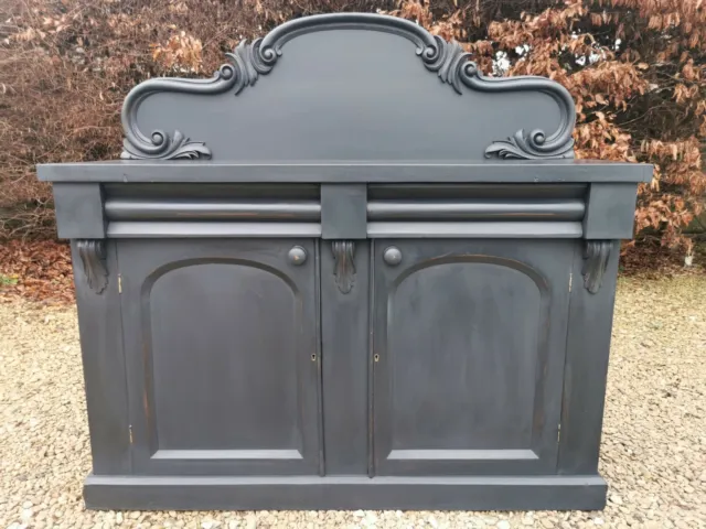 Gorgeous Antique Victorian Solid Mahogany Chiffonier Sideboard In Athenian Black