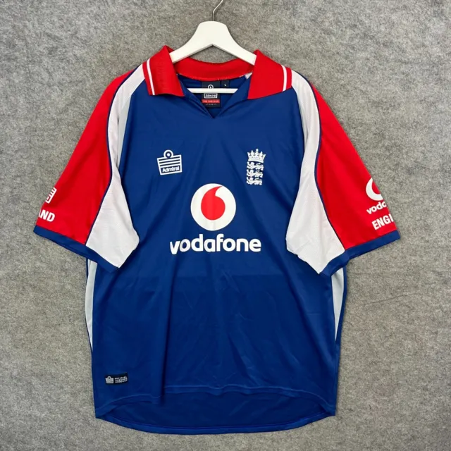 England Cricket Shirt Mens Large Blue Admiral ODI ECB Vodafone One Day 2005/06