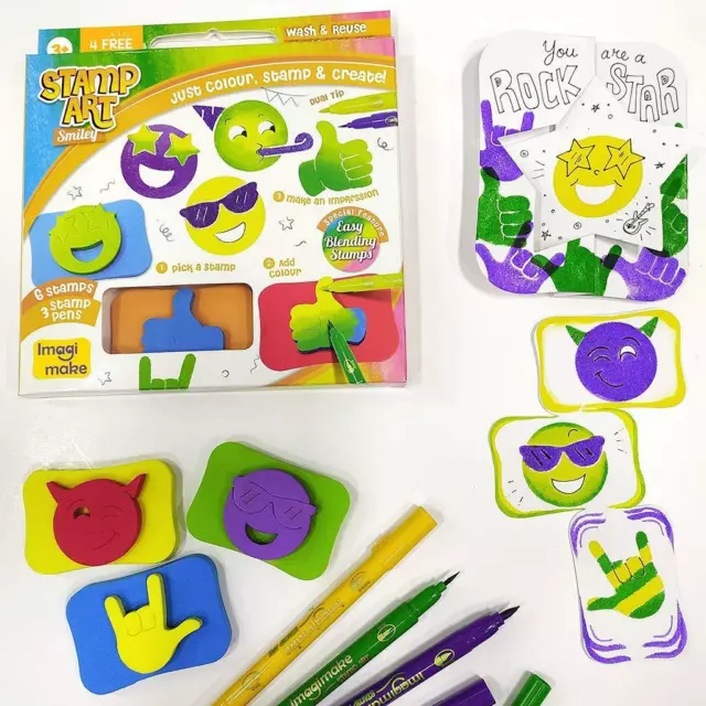 Bajo Costes Creativo Aprendizaje Actividad Kit Sello Arte Smiley DIY Niños 3 +