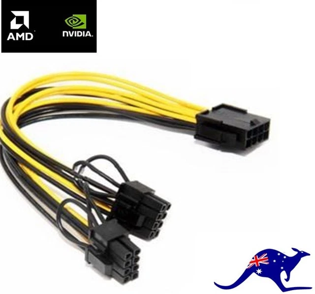 CPU 8 Pin Female to Dual 8 Pin (6 + 2) PCIE Male Power Splitter Adaptor Cable