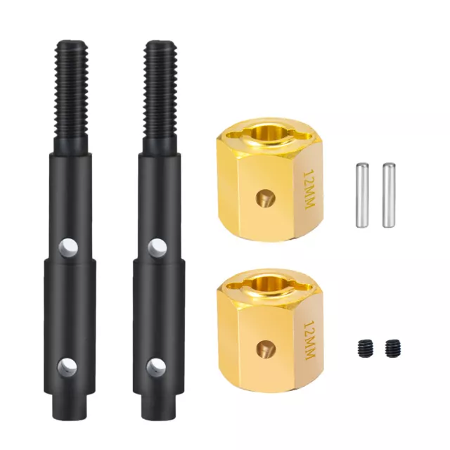 12MM Brass Wheel Hex Extended Adapter + Steel Stub Axles Set for RC Redcat GEN8