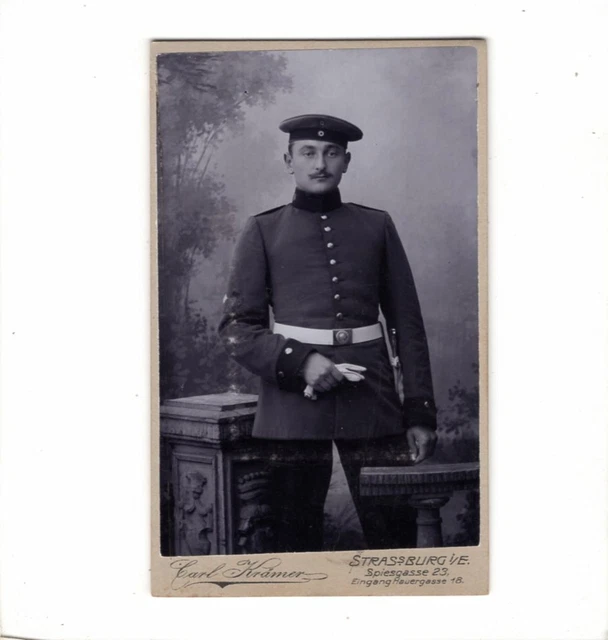 CDV Foto Soldat mit Ärmelabzeichen - Strassburg 1900er