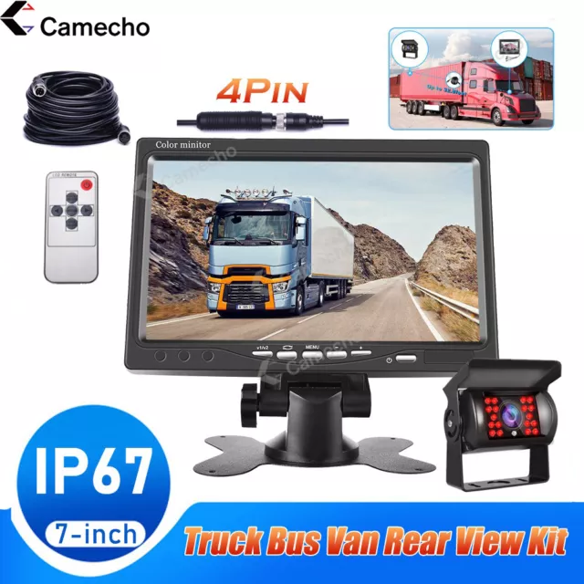 7" LCD Auto Monitor Rückfahrkamera Set LKW Bus Funk Kabellos Rückseiten Kamera