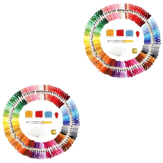 2 Sätze bunt Handstick-Set Diy-Stickgarn-Set Nähgarn-Set Pro Stickerei
