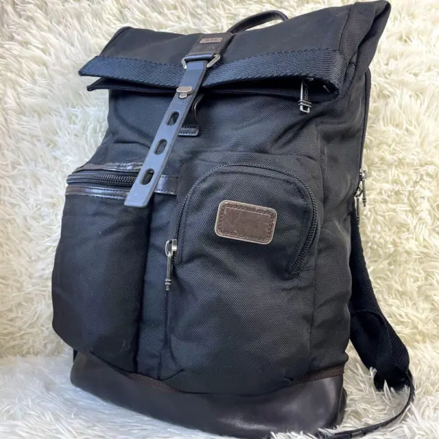 Tumi Alpha Bravo Luke Roll-Top Backpack Hickory Black Brown/Used
