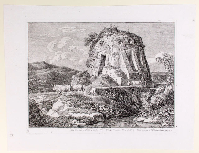 Grabmal J. REINHART (1761-1847), Römisches Grabmal Via Nomentana, Radierung ...