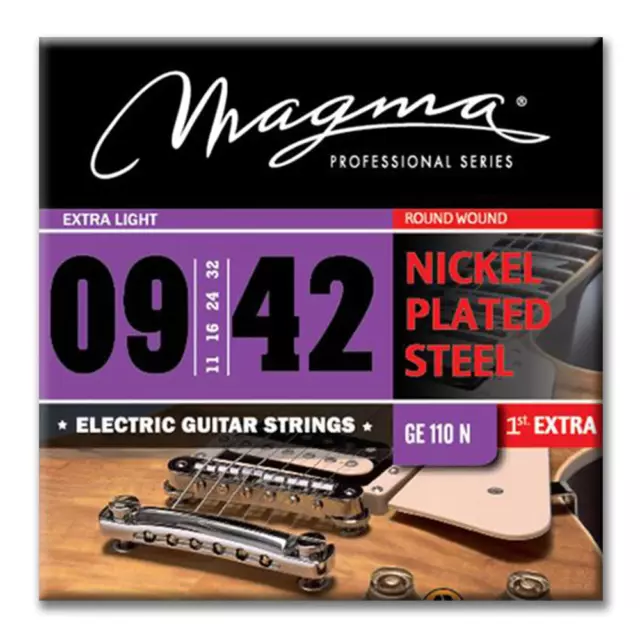 Juego de cuerdas de guitarra eléctrica Magma calibre súper ligero acero niquelado, 0,009 -
