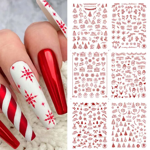 Pegatina roja de Navidad 3D pegatina de uñas pegatina de manicura de Navidad bronceador 〇