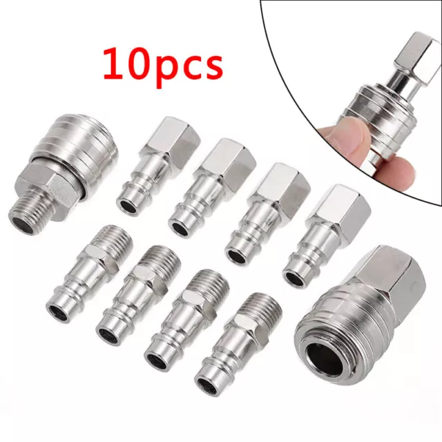 10PCS 1/4 inch Hose Quick Release Air Compressor Connector Coupler Fittings Set