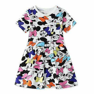 Kids Girl Short Sleeve T-Shirt Dresses Minnie Mouse Summer Party Casual Sundress