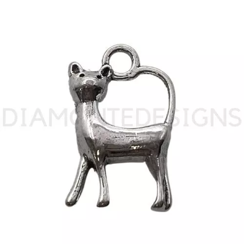 15 Pcs - 11mm Tibetan Silver Pet Cat Charms Beads Craft Pendants Jewellery J198