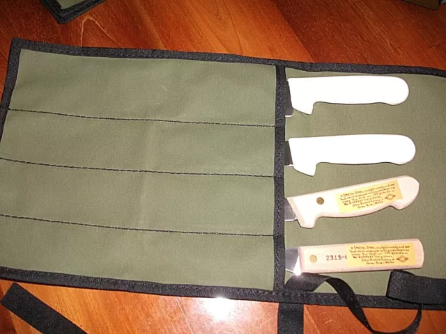 4 Piece Enclosed Knife Storage Roll. New Genuine Heavy Cotton Canvas Aust. Made