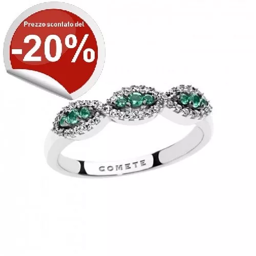 ANELLO donna COMETE GIOIELLI ANB 1780 diamanti e smeraldi CONFEZIONE GRATIS