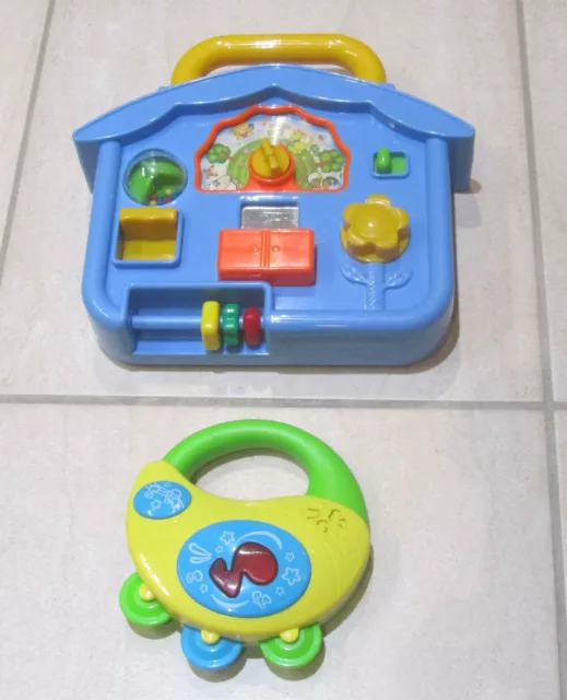 2x Baby/Toddler Activity Toys: Activity Board & Hap-P-Kid Musical Toy Tambourine