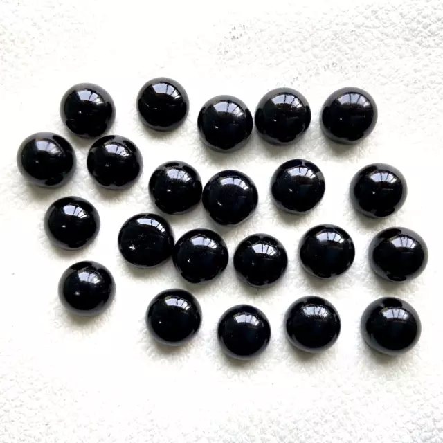 [Wholesale] Natural Black Onyx Cabochon Round Shape Loose Gemstone For Jewellery