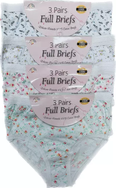 6 Pack Ladies Briefs Maxi, 100% Cotton Full Comfort Fit Underwear, Size  4-24