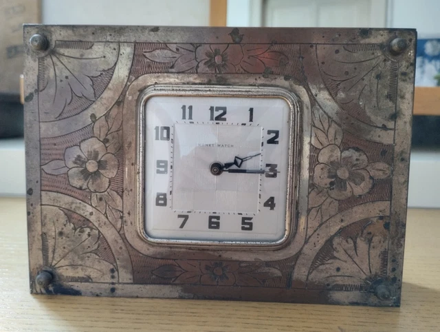 Antico Orologio da tavolo Monet Watch inizio '900 (legno metallo).