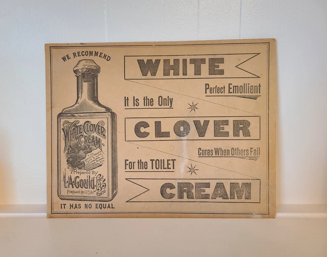Rare Vintage White Clover Cream L A Gould Advertising Sign Portland Maine