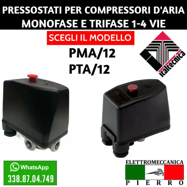Pressostato Per Compressori Compressore 1 Via 4 Via Ad Aria V400 V230 Mono Tri.