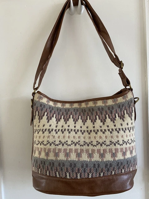 Sac de soute tricoté marron indigo