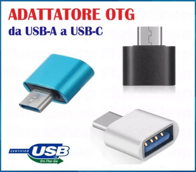 Adattatore Otg Da Usb-A Femmina A Usb Tipo-C Maschio Convertitore Universale