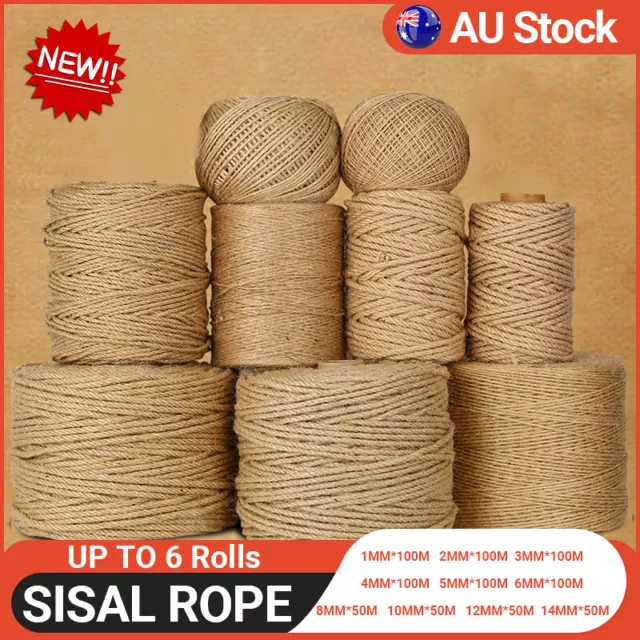 Sisal Rope Natural Jute Hemp Manila Twine String Cord 1-14mm Thick Craft DIY AU