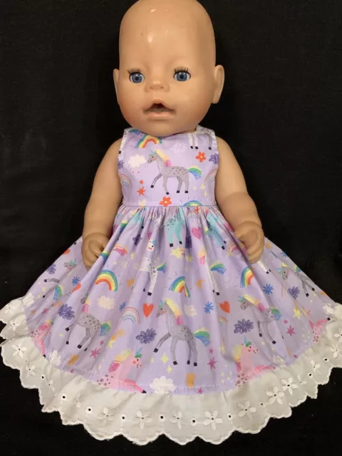 dolls clothes made to fit 42cm Baby Born Dolls (size Med). Sleeveless Dress