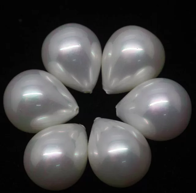 6 Pcs 12x16mm Shell Pearl Teardrop Raindrop Half Drilled Hole Loose Beads