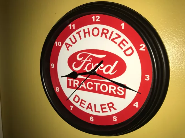 Ford Tractor AuthDealer Farm Barn Garage Clock Man Cave Advertising Sign